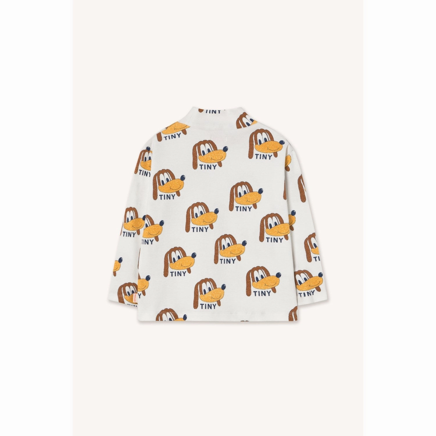 TinyCottons Off-White Dogs Rib Mockneck Subtle Print