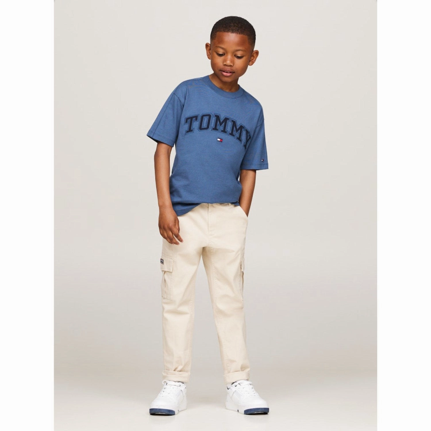 polo neck Fade Resistant Coating Tommy Hilfiger Aegean Sea Varsity Embroidery Tee Ss