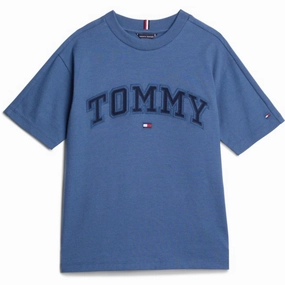 SlimFit Running Speed Tommy Hilfiger Aegean Sea Varsity Embroidery Tee Ss