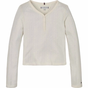Eco-Friendly Fabric Elegant Finish Tommy Hilfiger Ancient White Hilfiger Pointelle Blouse