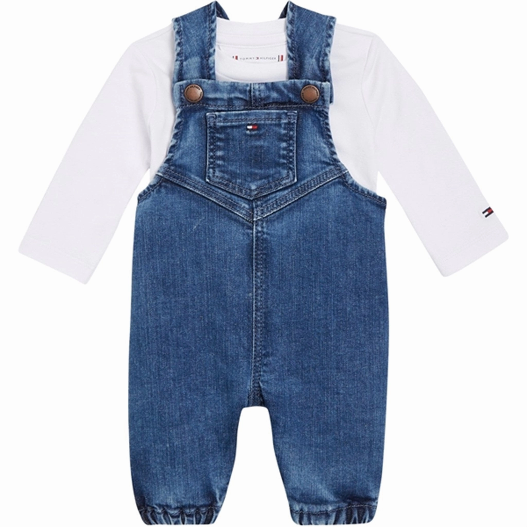 Simple Chic Tommy Hilfiger Baby Denim Dungaree Set Denim