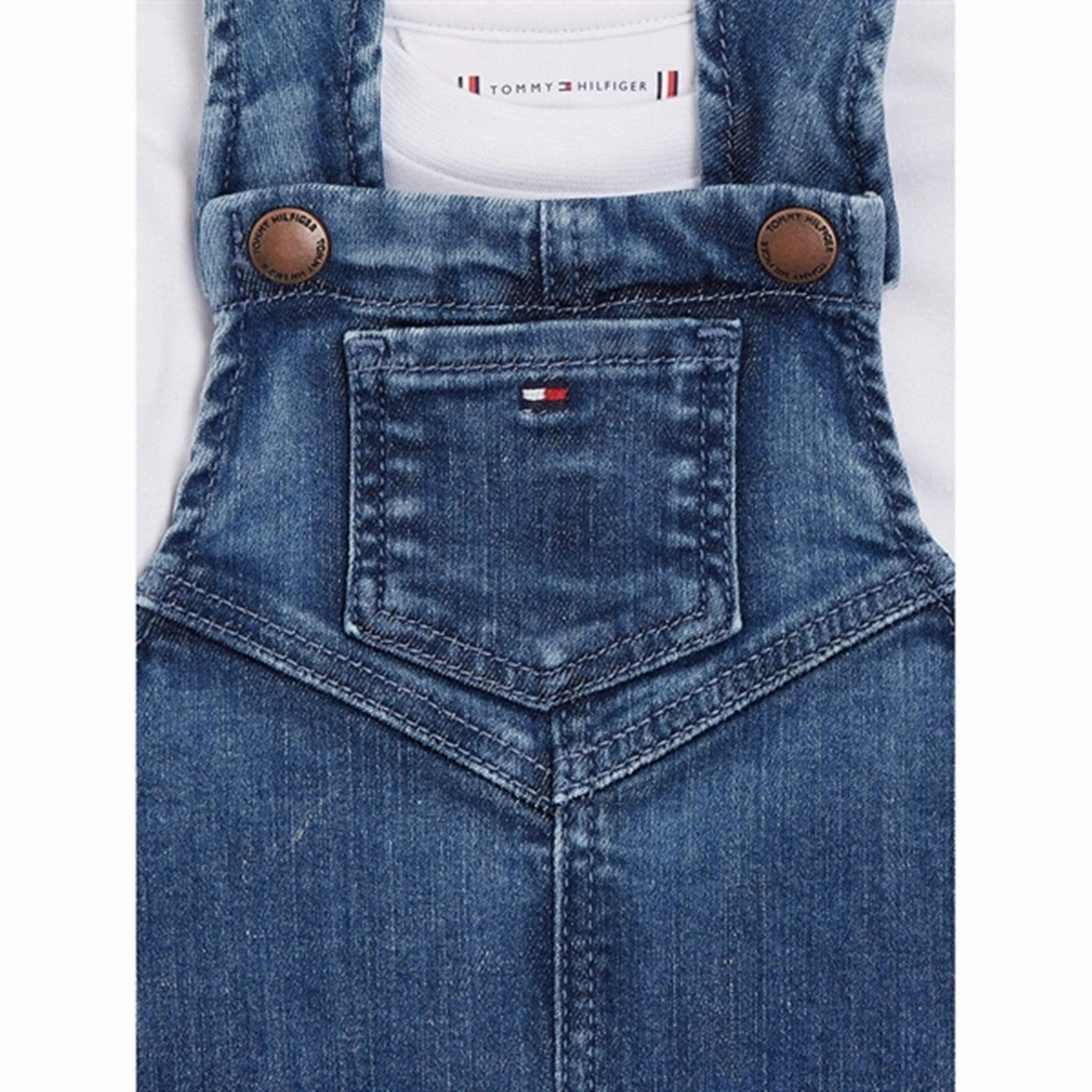 Tommy Hilfiger Baby Denim Dungaree Set Denim Simple Vivid Hot Kids