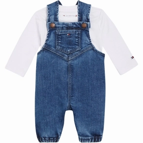 Simple Chic Tommy Hilfiger Baby Denim Dungaree Set Denim
