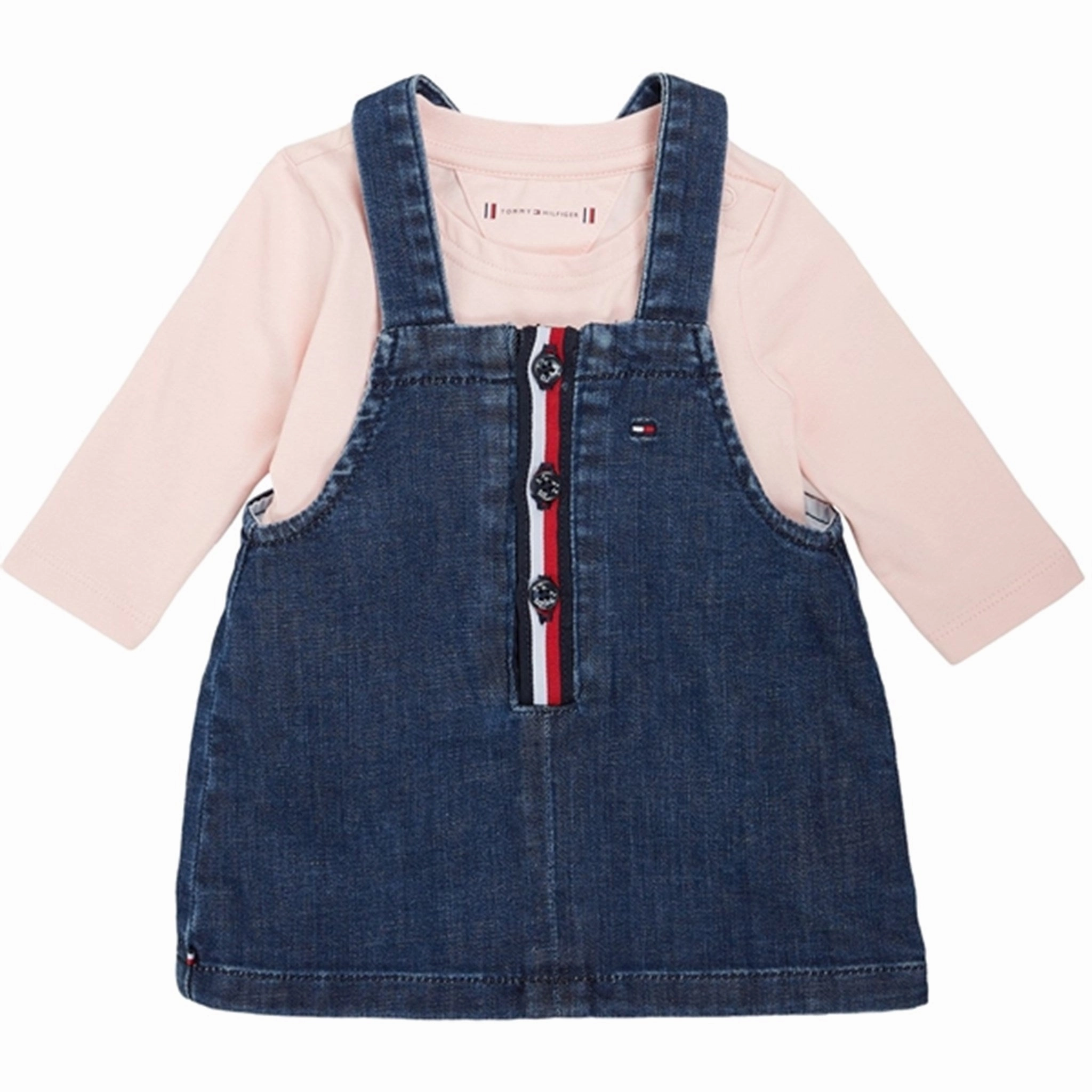 Chic Silhouette Tommy Hilfiger Baby Dungaree Set Pink Crystal