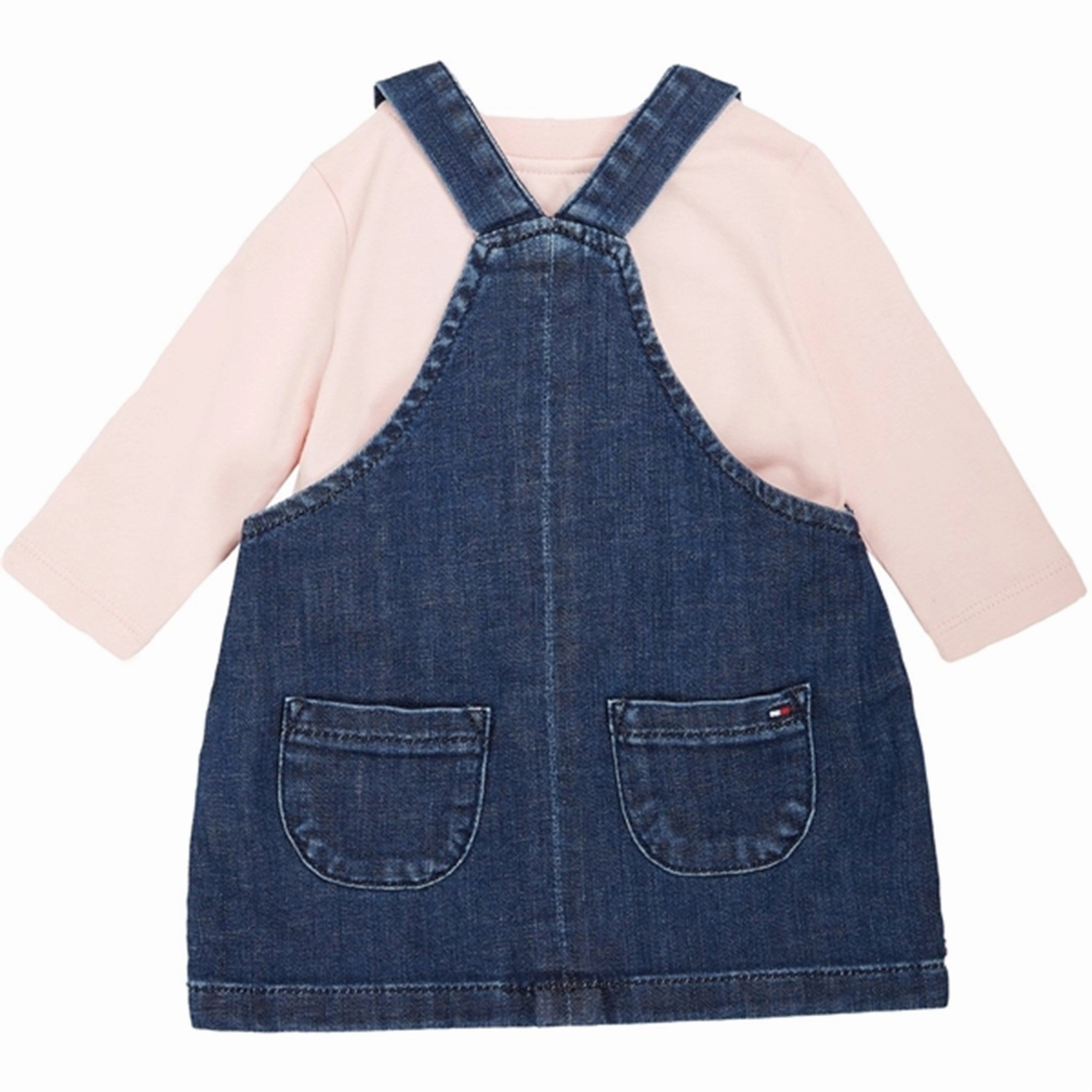 Tommy Hilfiger Baby Dungaree Set Pink Crystal Ruffle Detail