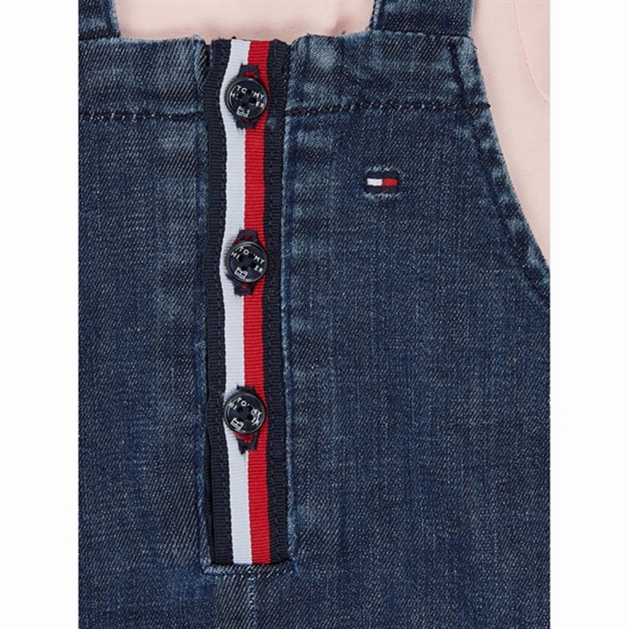Tommy Hilfiger Baby Dungaree Set Pink Crystal Quick Fit