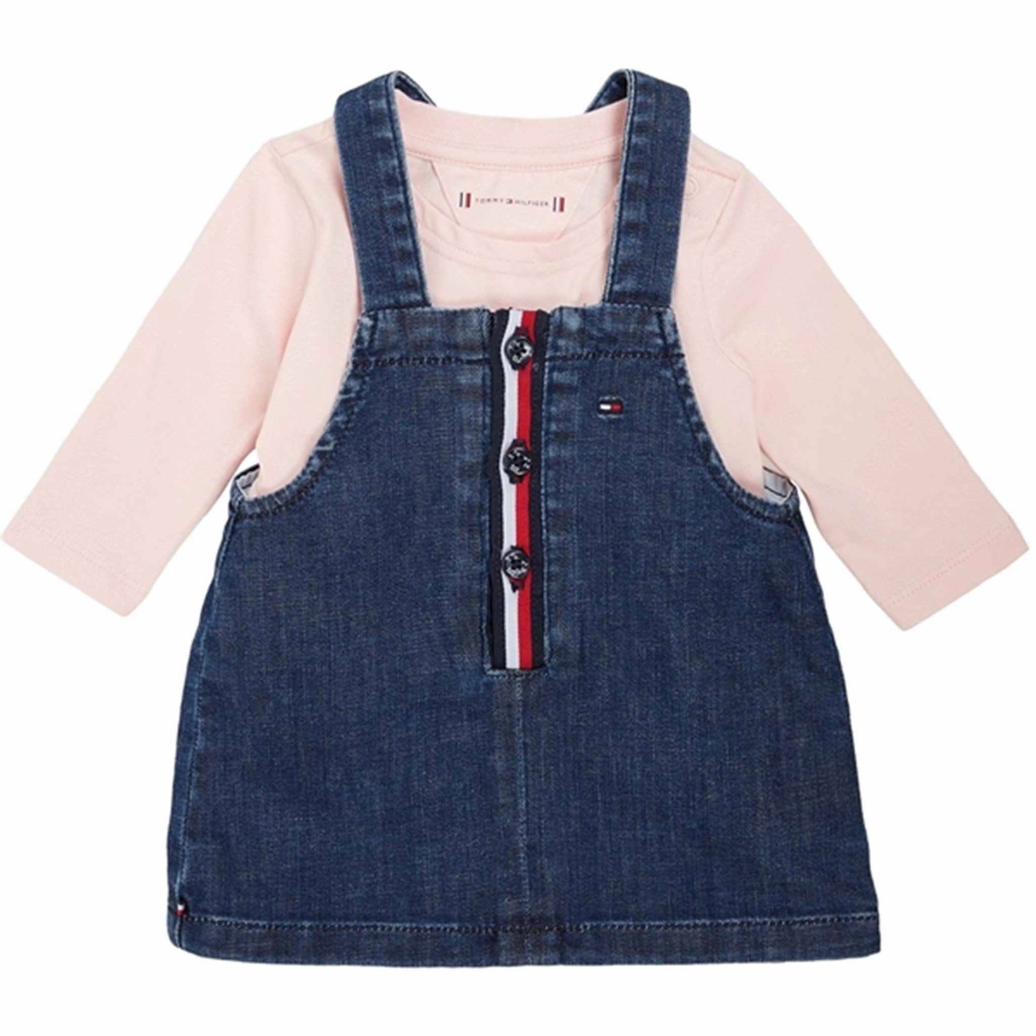 Tommy Hilfiger Baby Dungaree Set Pink Crystal Classic Form Elegant Simplicity