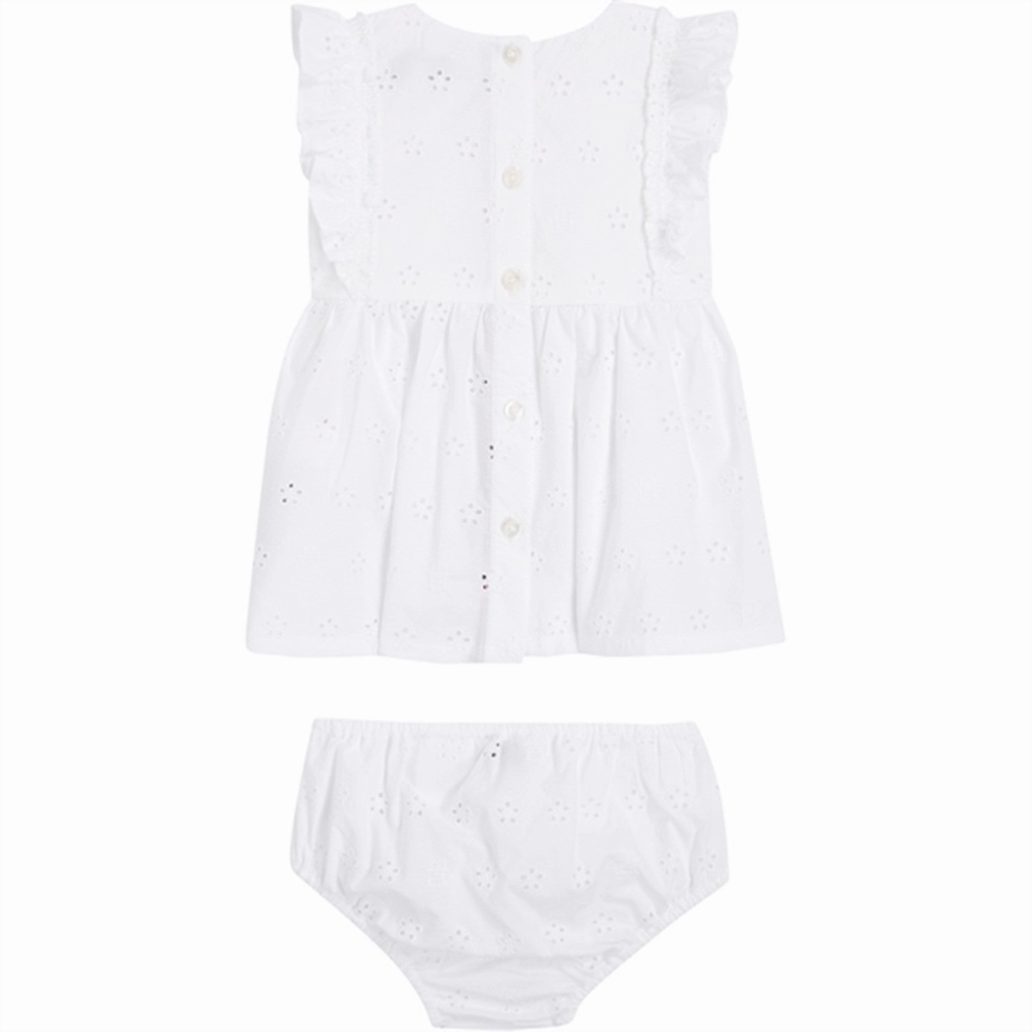 Tommy Hilfiger Baby Embroidery Dress White Knot-Detail Simple Comfort