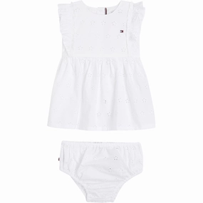 Form Fit Tommy Hilfiger Baby Embroidery Dress White