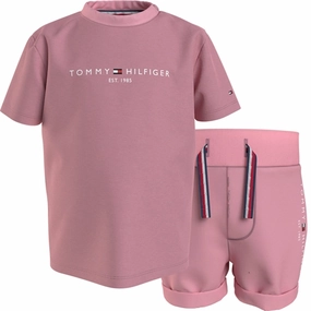 Striped Pattern Tommy Hilfiger Baby Essential Short Set Broadway Pink