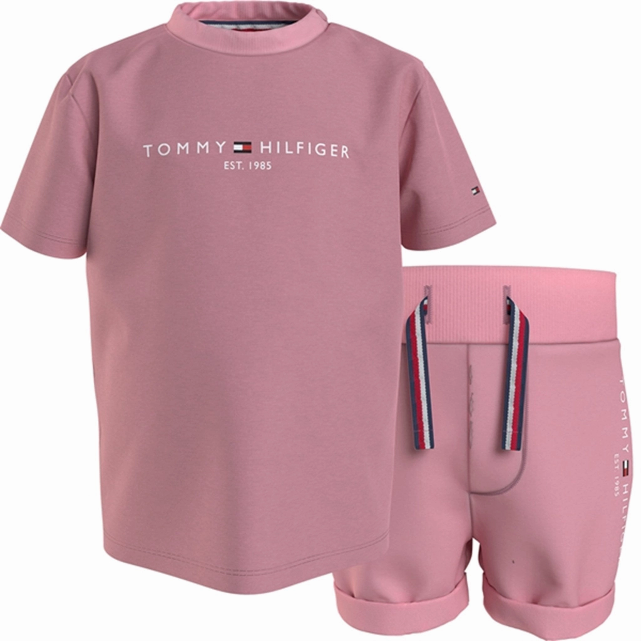 Striped Pattern Tommy Hilfiger Baby Essential Short Set Broadway Pink