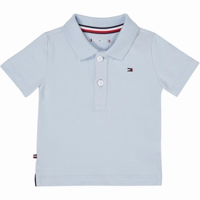 Tommy Hilfiger Baby Flag Polo T-Shirt Breezy Blue ZeroIrritation Seams Non Restrictive Cuff