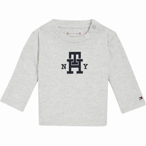 Tommy Hilfiger Baby Monogram Blouse New Light Grey Heather Plus Size Lightweight Construction
