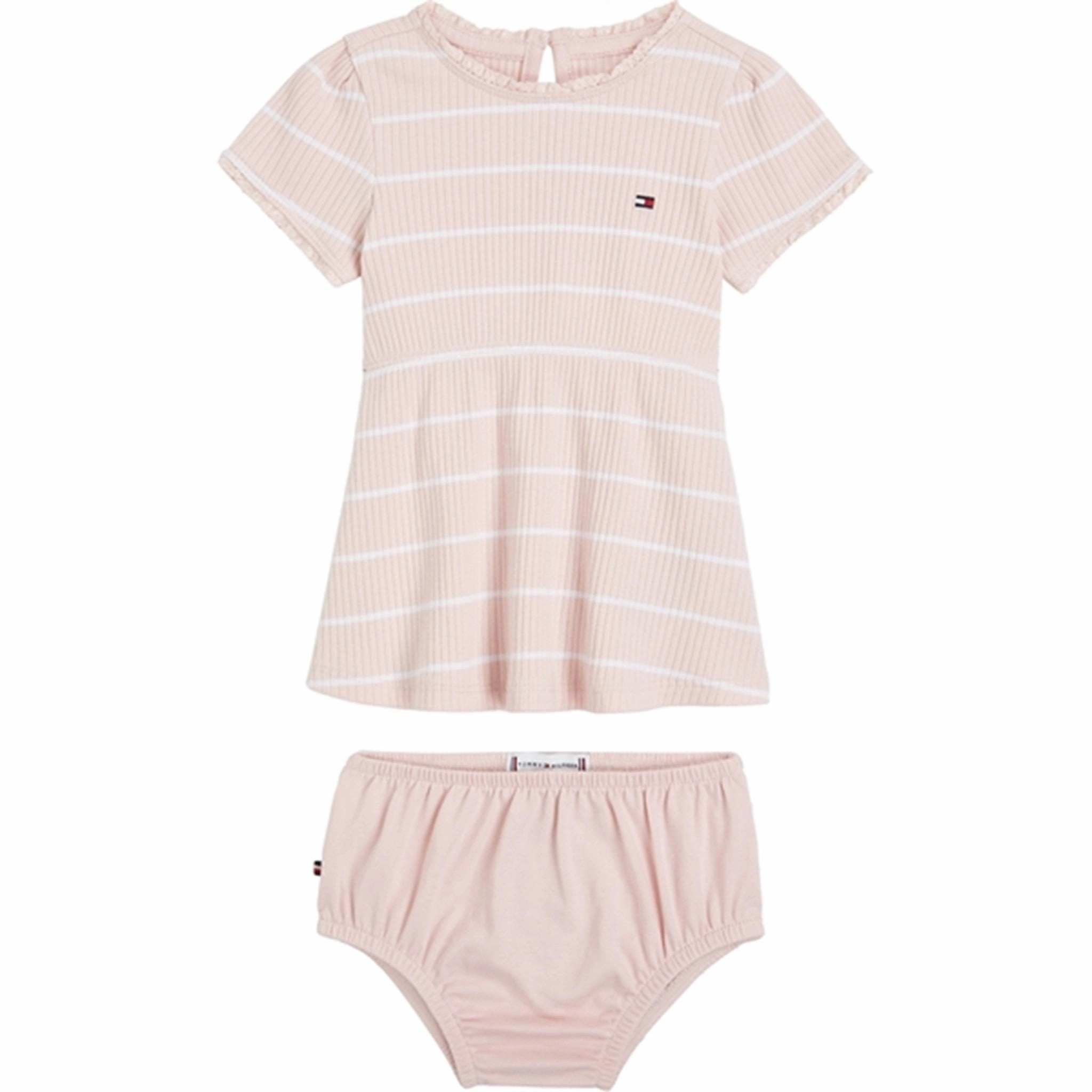 Tommy Hilfiger Baby Striped Rib Dress Whimsy Pink / White Stripe Sophisticated Cut