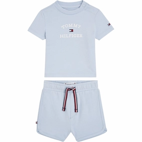 Tommy Hilfiger Baby Th Logo Shorts Set Breezy Blue Summer Mood
