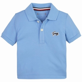Tommy Hilfiger Baby Tommy Script Polo T-shirt Skysail Striped Design Non Iron Finish