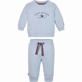 Tommy Hilfiger Breezy Blue Essential 2 Piece Sweat Set Traditional Contoured Seam Placement