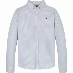 Tommy Hilfiger Breezy Blue Stripes Allover Regular Shirt Split hem