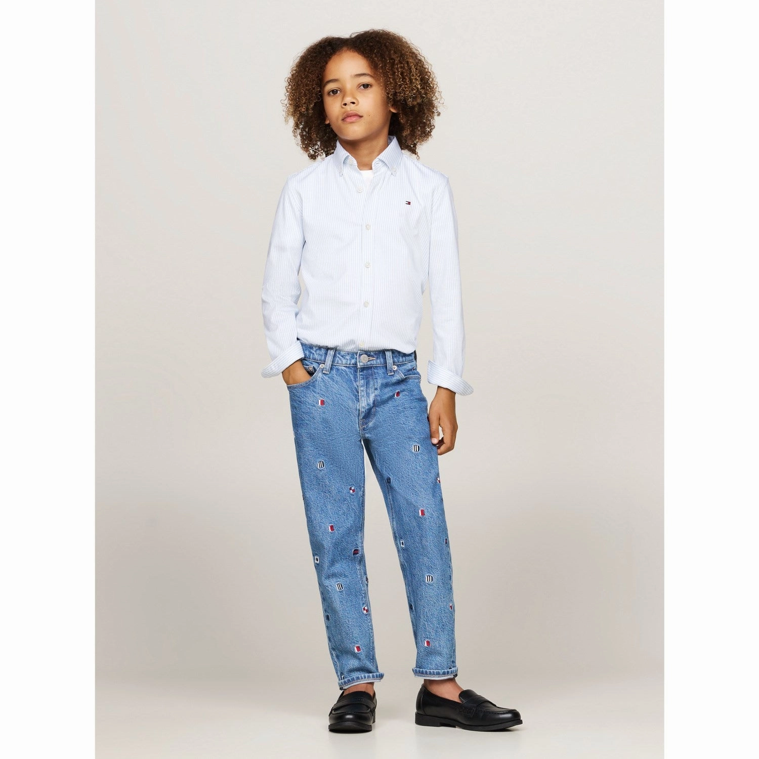 Tommy Hilfiger Breezy Blue Stripes Allover Regular Shirt Hooded Neckline wrinkle free