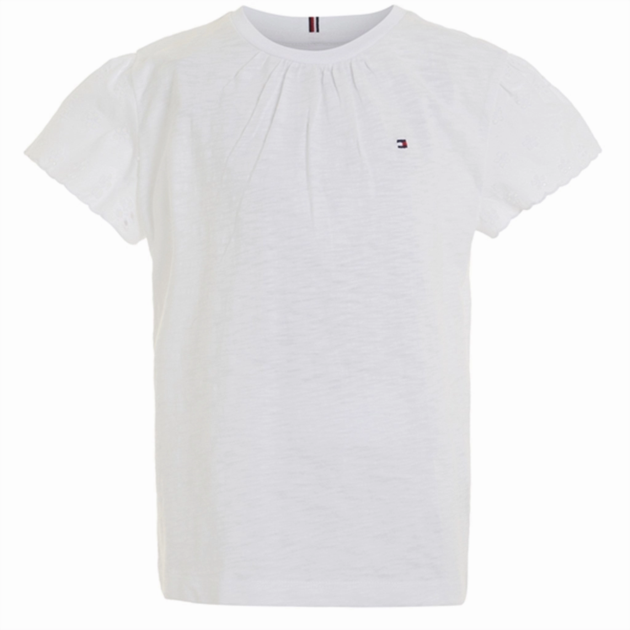 V neck elegance Tommy Hilfiger Broderie Anglaise Sleeve Blouse White