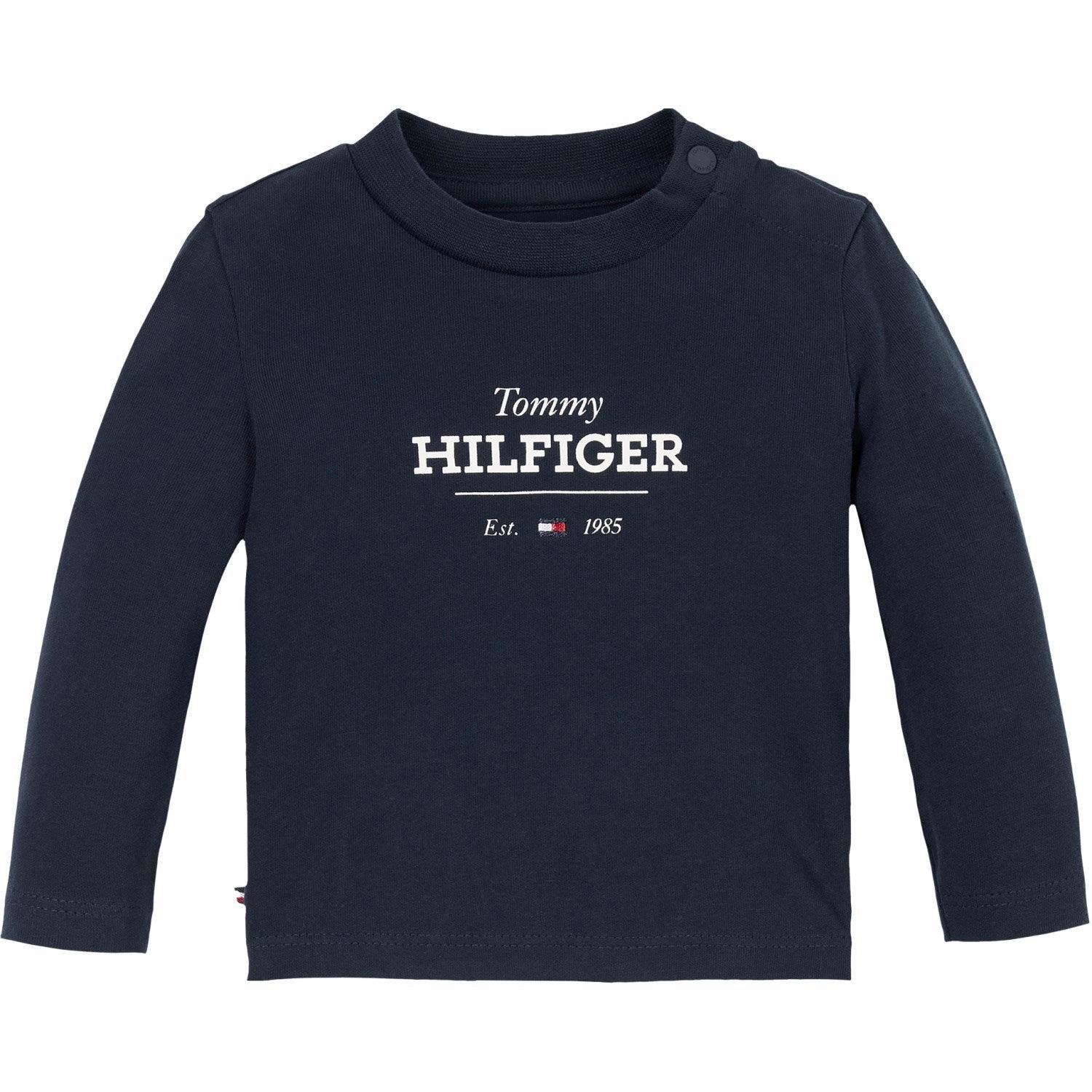 Tommy Hilfiger Dark Night Navy Monotype 1985 Logo Tee Ls Athletic Cut