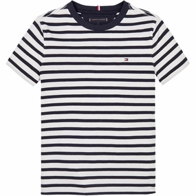 Essential Fit Tommy Hilfiger Dark Night Navy White Breton Stripe Essential Cotton Reg T-Shirt