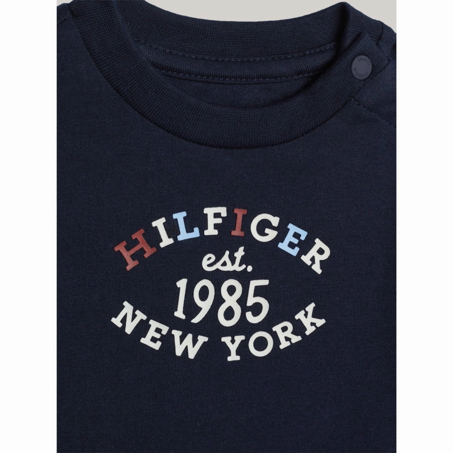 Embroidered Logo Anti Pilling Treatment Tommy Hilfiger Desert Sky Monotype Oval Regular Tee Ls