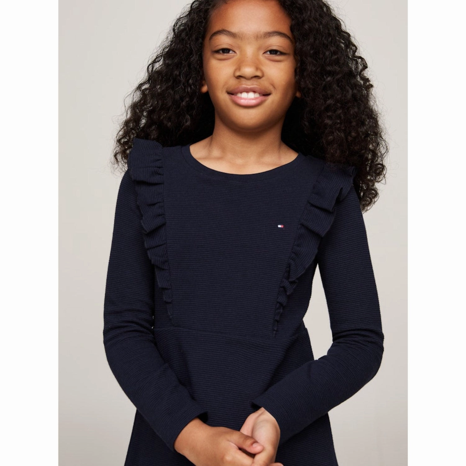 Tommy Hilfiger Desert Sky Ruffle Fit & Flare Dress Ls Flattering Cut Flowy Layers