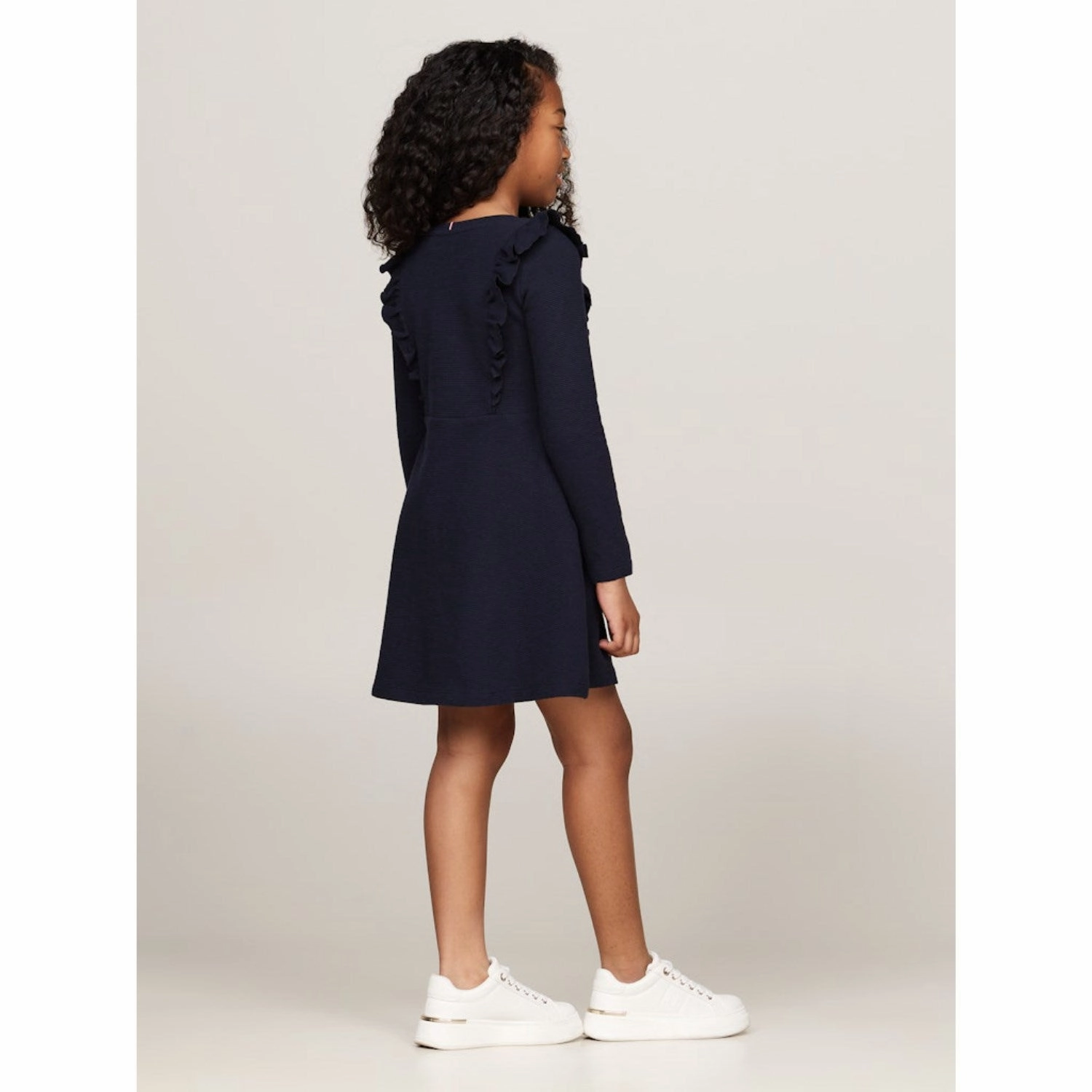 Softly Structured Tommy Hilfiger Desert Sky Ruffle Fit & Flare Dress Ls