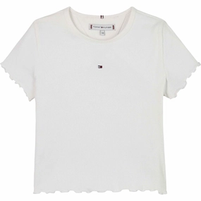 Relaxed Outfit Classic Tommy Hilfiger Essential Rib Blouse White