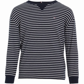 Tommy Hilfiger Essential Stripes Blouse Navy / White Stripes Eco Friendly Production Gender Neutral
