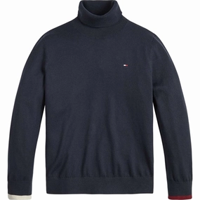 Tommy Hilfiger Essential Turtle Neck Sweater Desert Sky Reinforced Side Vents