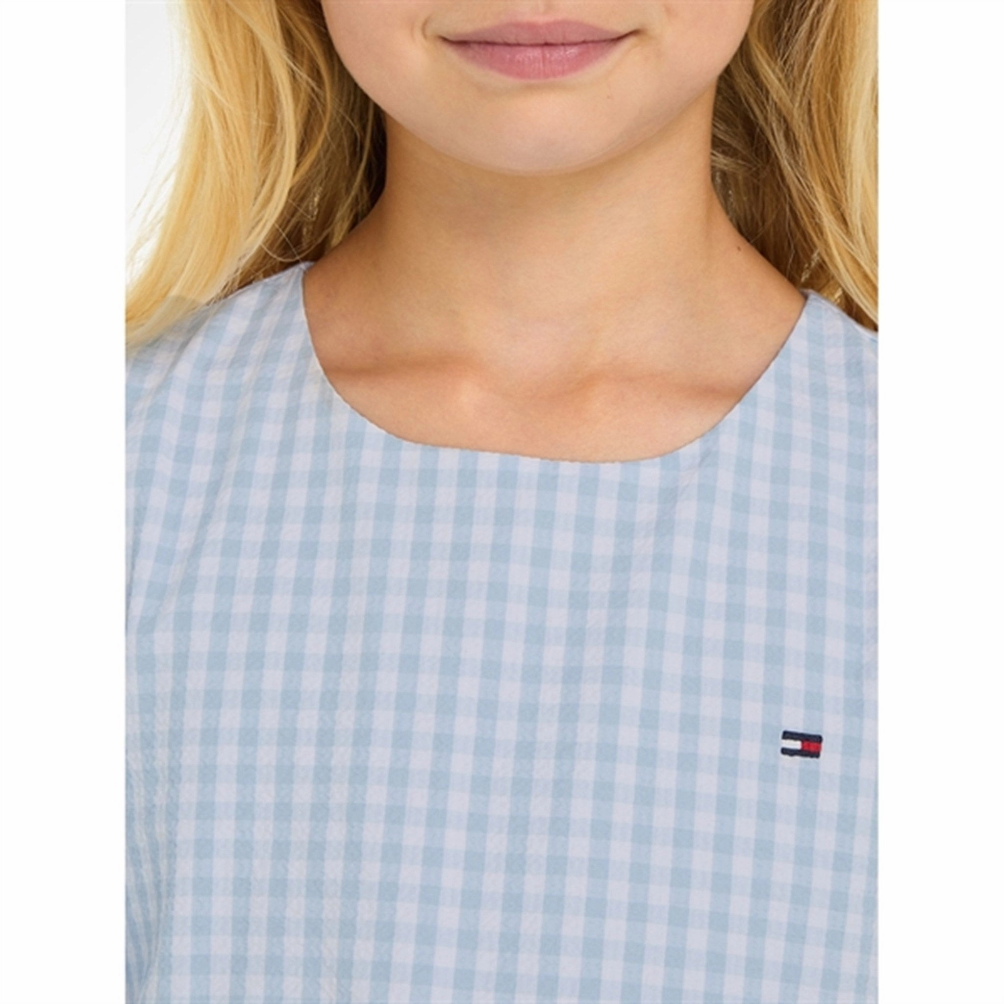 Tommy Hilfiger Gingham Dress Breezy Blue Check Gentle Flow Soft Structure