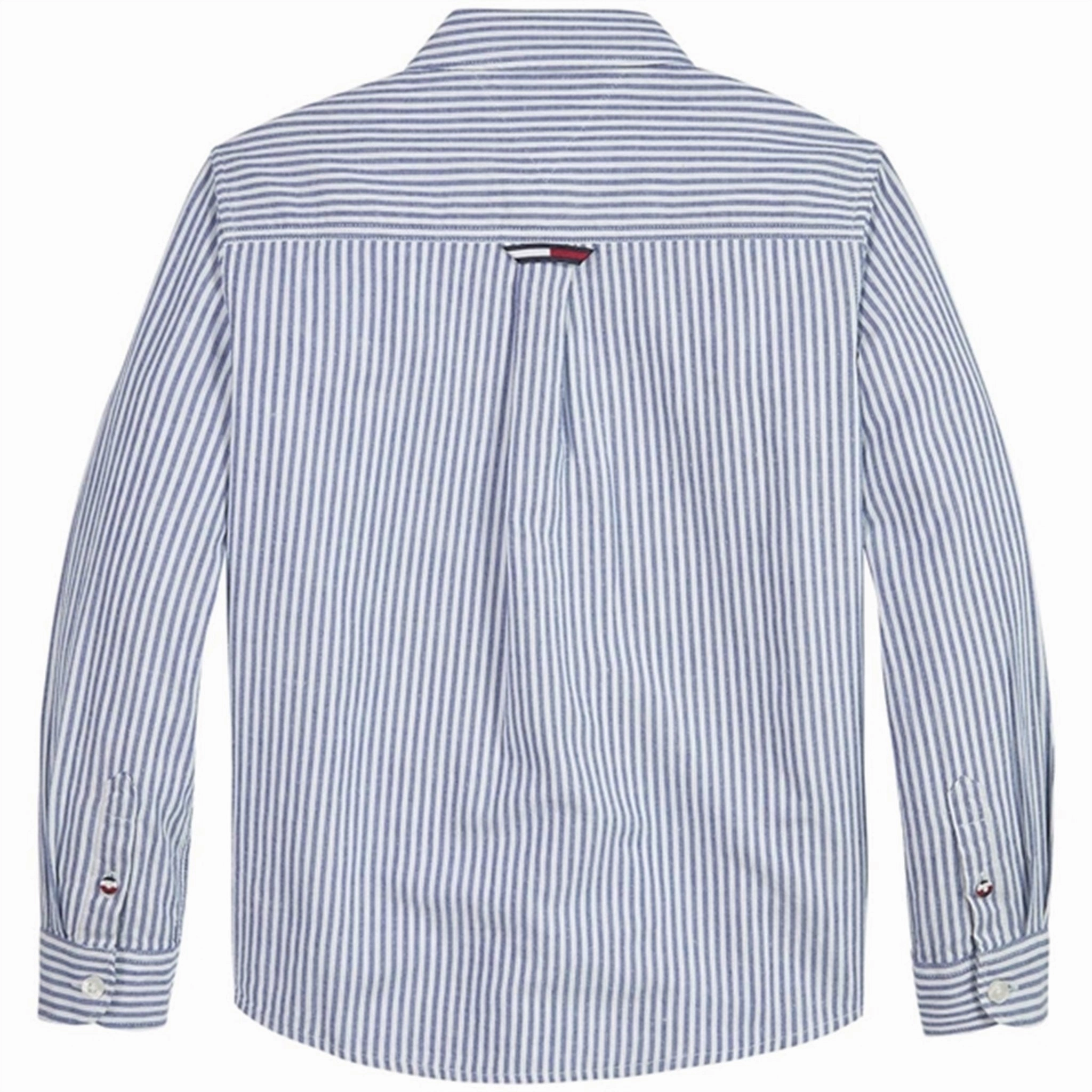 Tommy Hilfiger Hemp Relaxed Shirt Dark Blue Stripe Laser Cut Edge Detail UV Protection