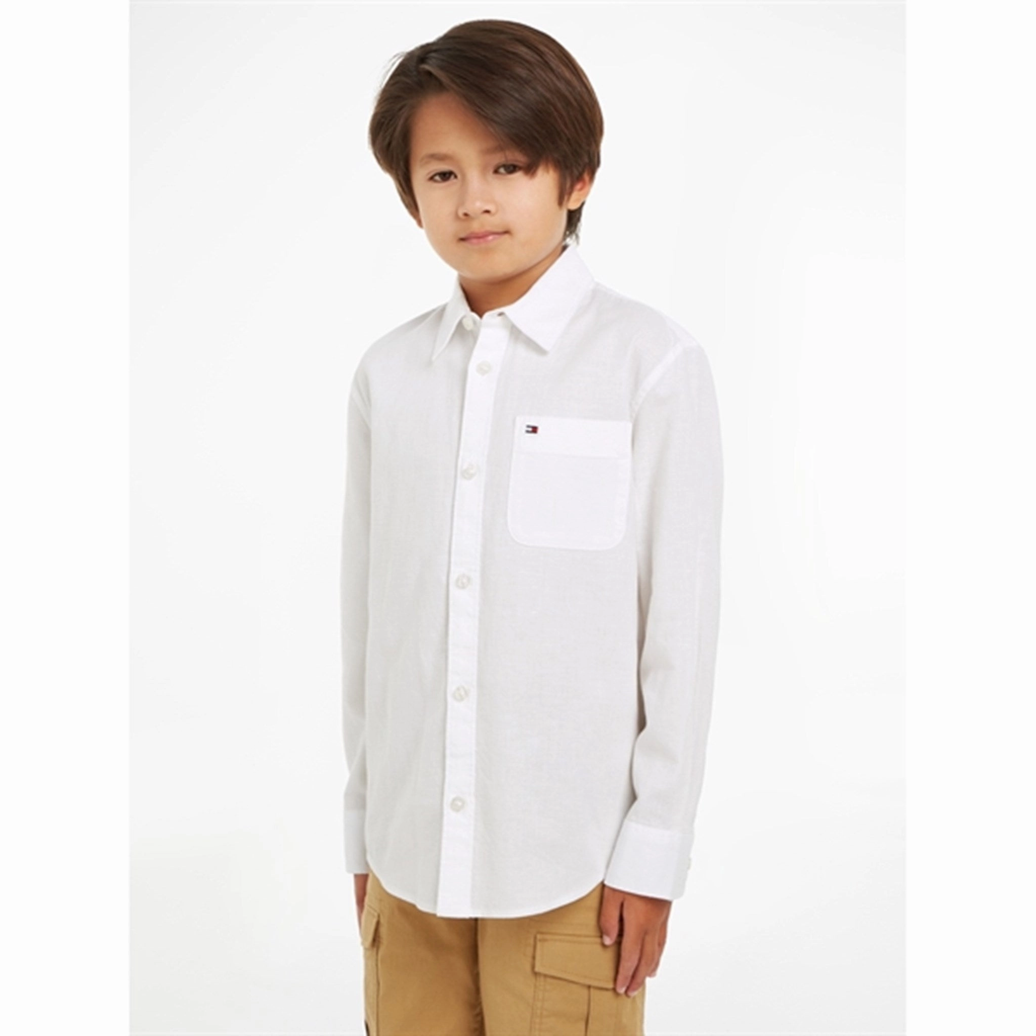 Retro Vibe Textured Finish Tommy Hilfiger Hemp Shirt White