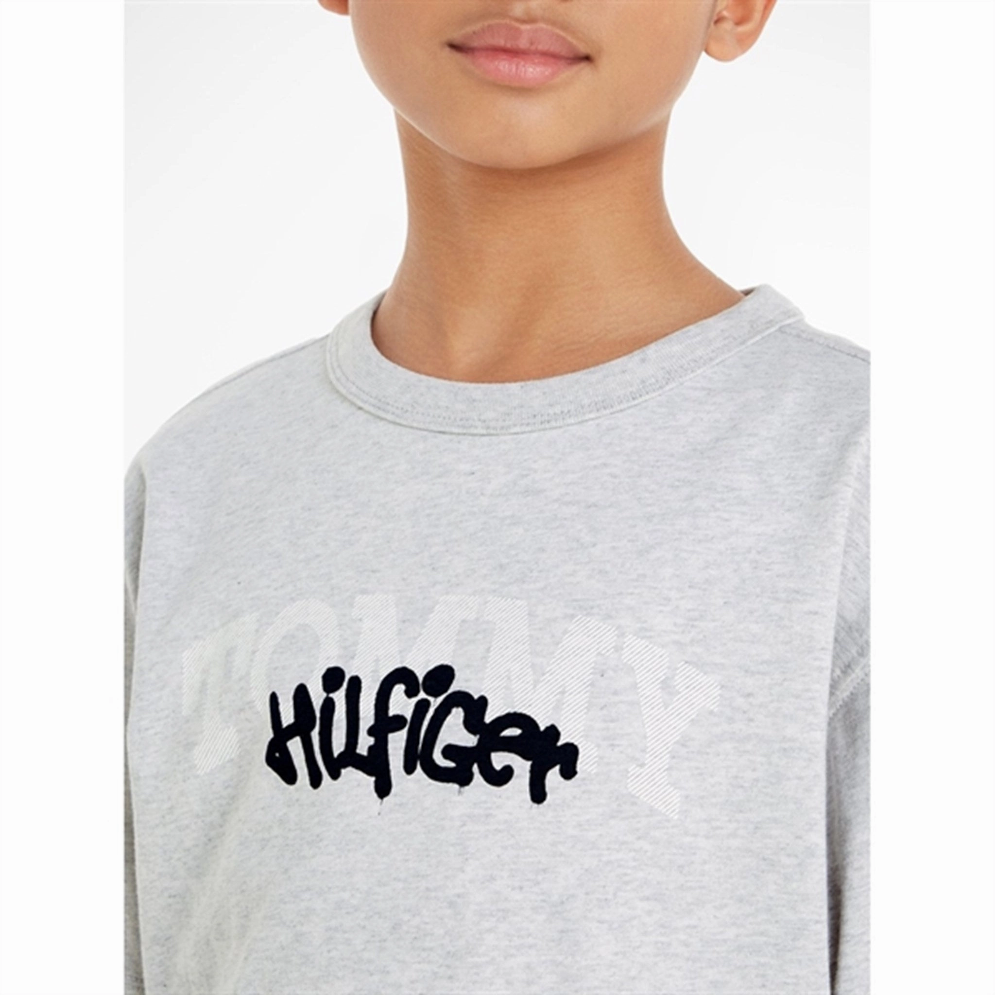 Tommy Hilfiger Hilfiger Graffiti T-Shirt New Light Grey Heather Chill Vibe Classic Color