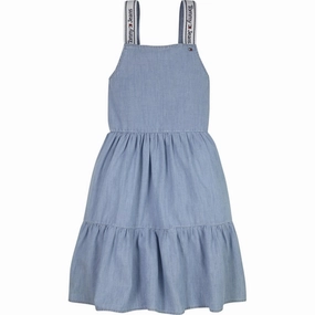 Tommy Hilfiger Lyocell Strap Denim Dress Lightusedcloth Contrast-Lining