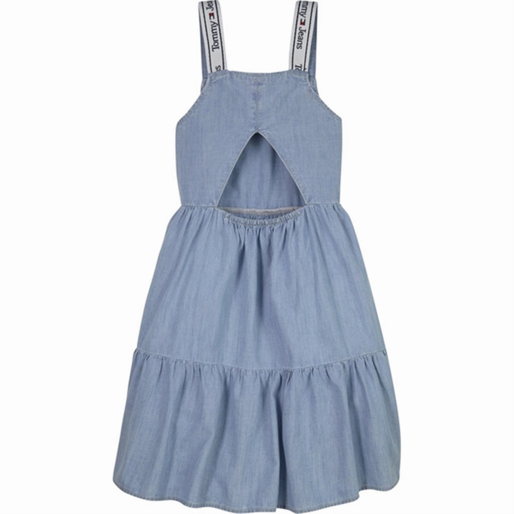 Flattering Comfort Wear Transitional-Wear Tommy Hilfiger Lyocell Strap Denim Dress Lightusedcloth