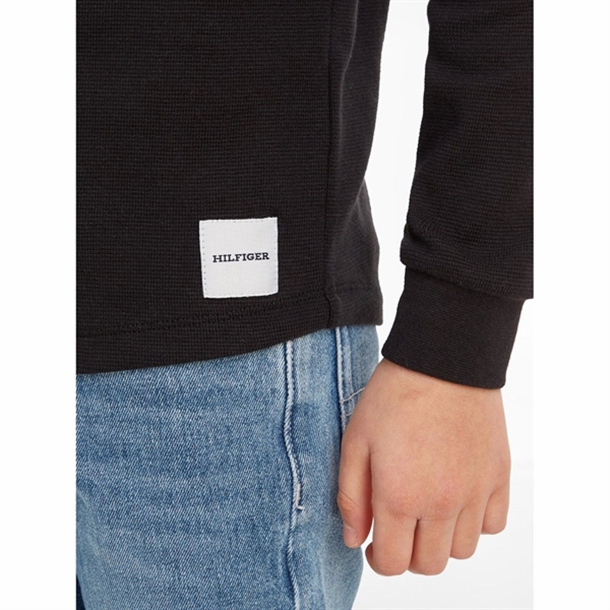 Tommy Hilfiger Mini Waffle T-Shirt Black Chill Style Essential Fit