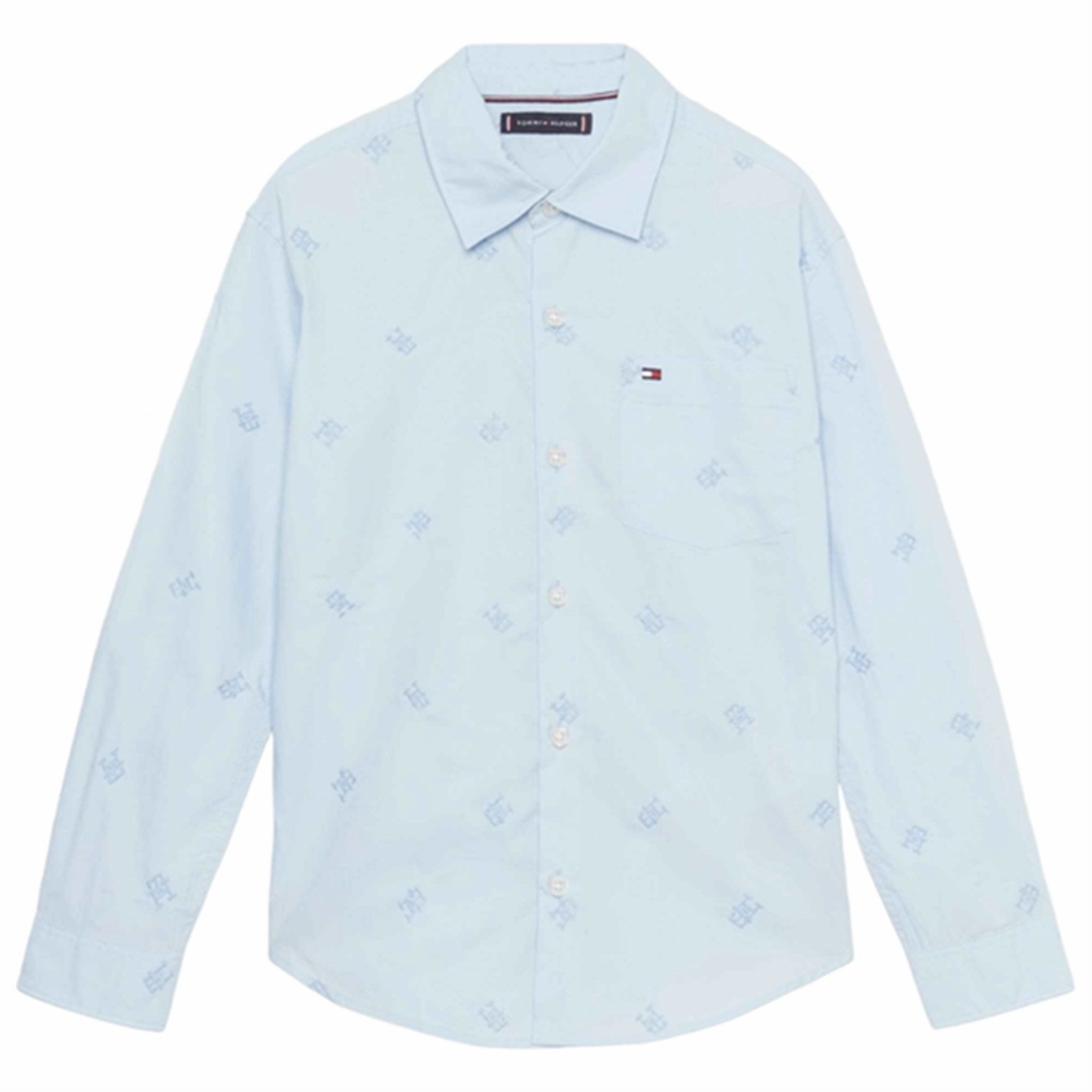 Gym Wear Tommy Hilfiger Monogram Embroidery Shirt Calm Blue