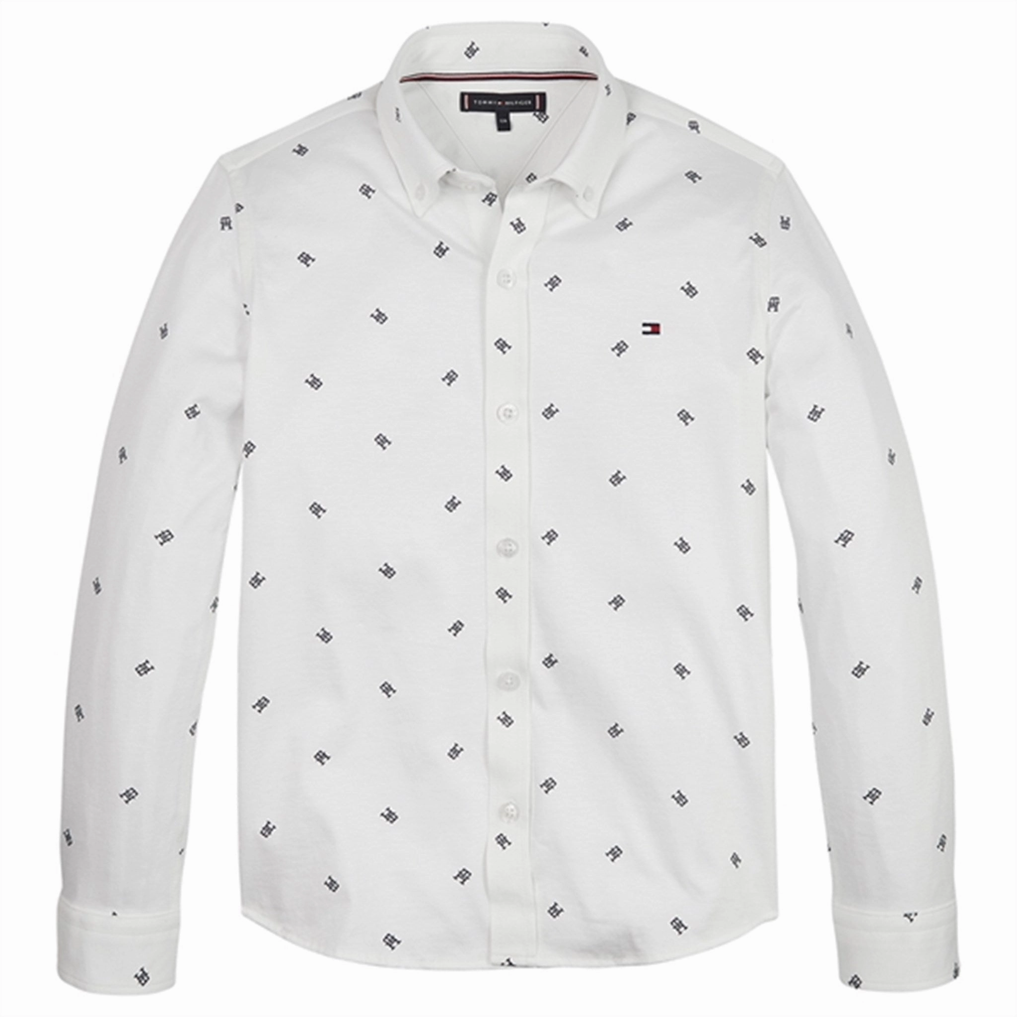 Seamless Shoulder Construction Tommy Hilfiger Monogram Jersey Shirt White Allover