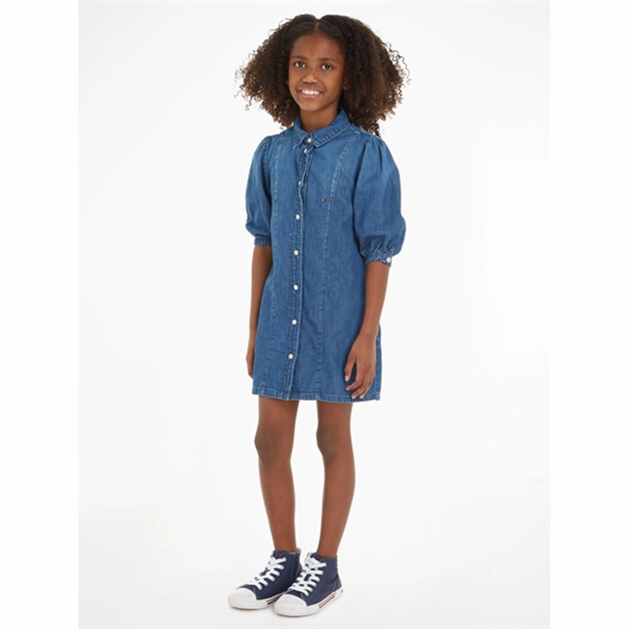 flowy style Classic Edge Tommy Hilfiger Puff?rme Denim Dress Marinebluecloth