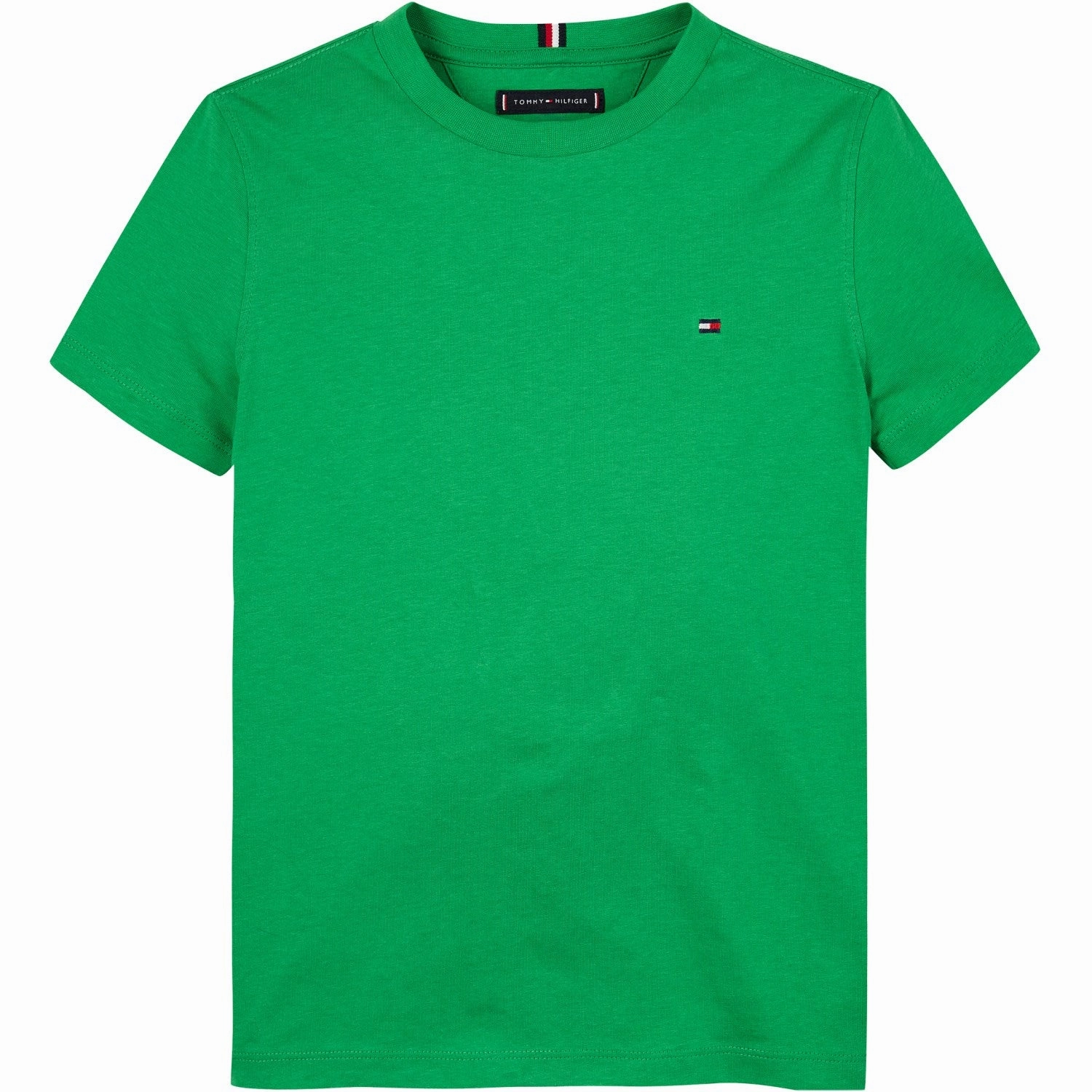 Tommy Hilfiger Radiant Green Essential Cotton Reg T-Shirt Ribbed Collar Design