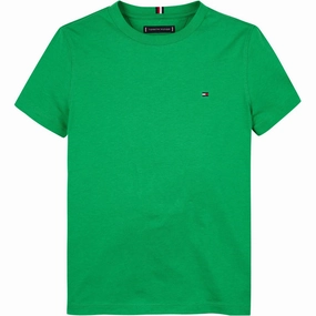 Tommy Hilfiger Radiant Green Essential Cotton Reg T-Shirt Ribbed Collar Design