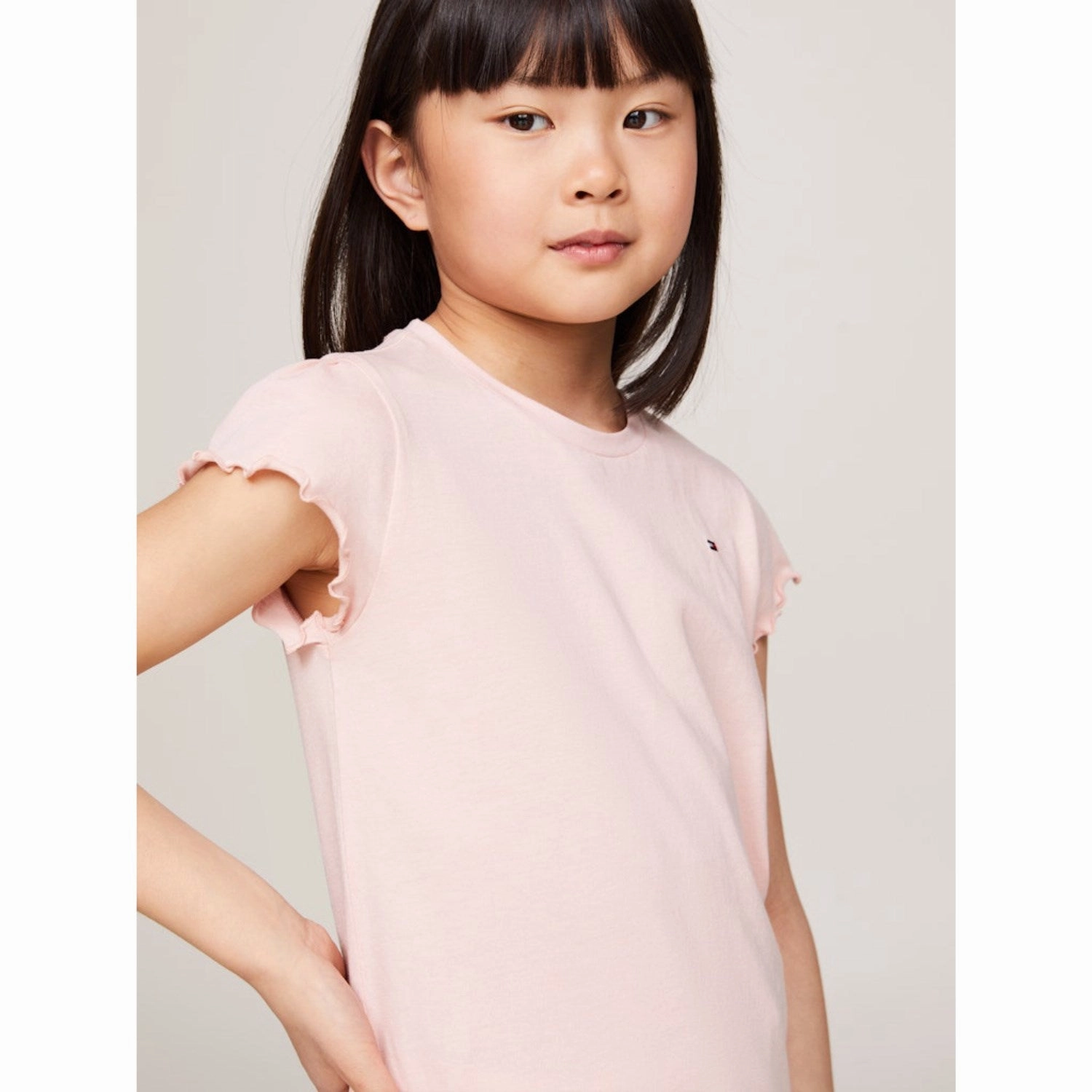 Tommy Hilfiger Soft Rose Essential Ruffle Sleeve Tee Ss Layered Sleeve Construction