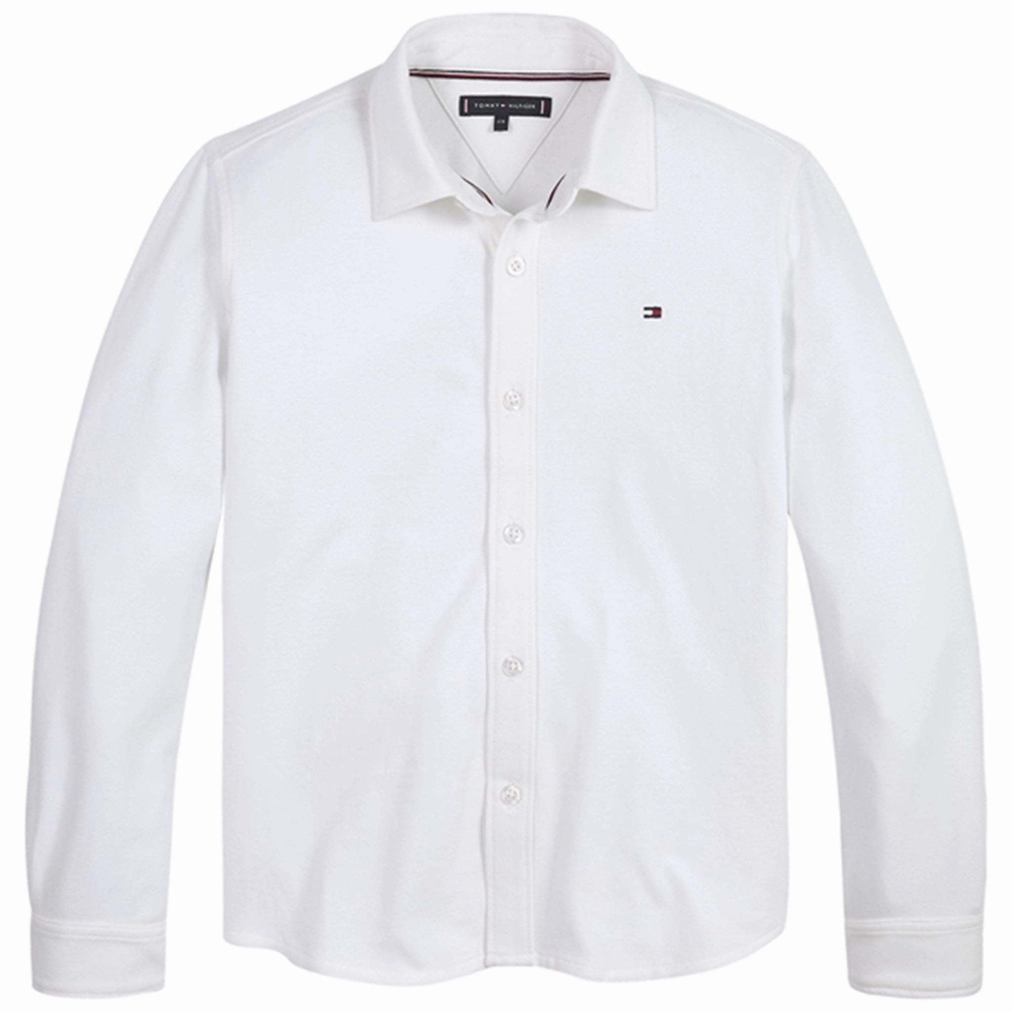 Tommy Hilfiger Stretch Pique Shirt White Seamless construction Ribbed Trim