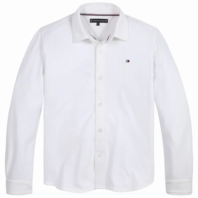 Tommy Hilfiger Stretch Pique Shirt White Seamless construction Ribbed Trim