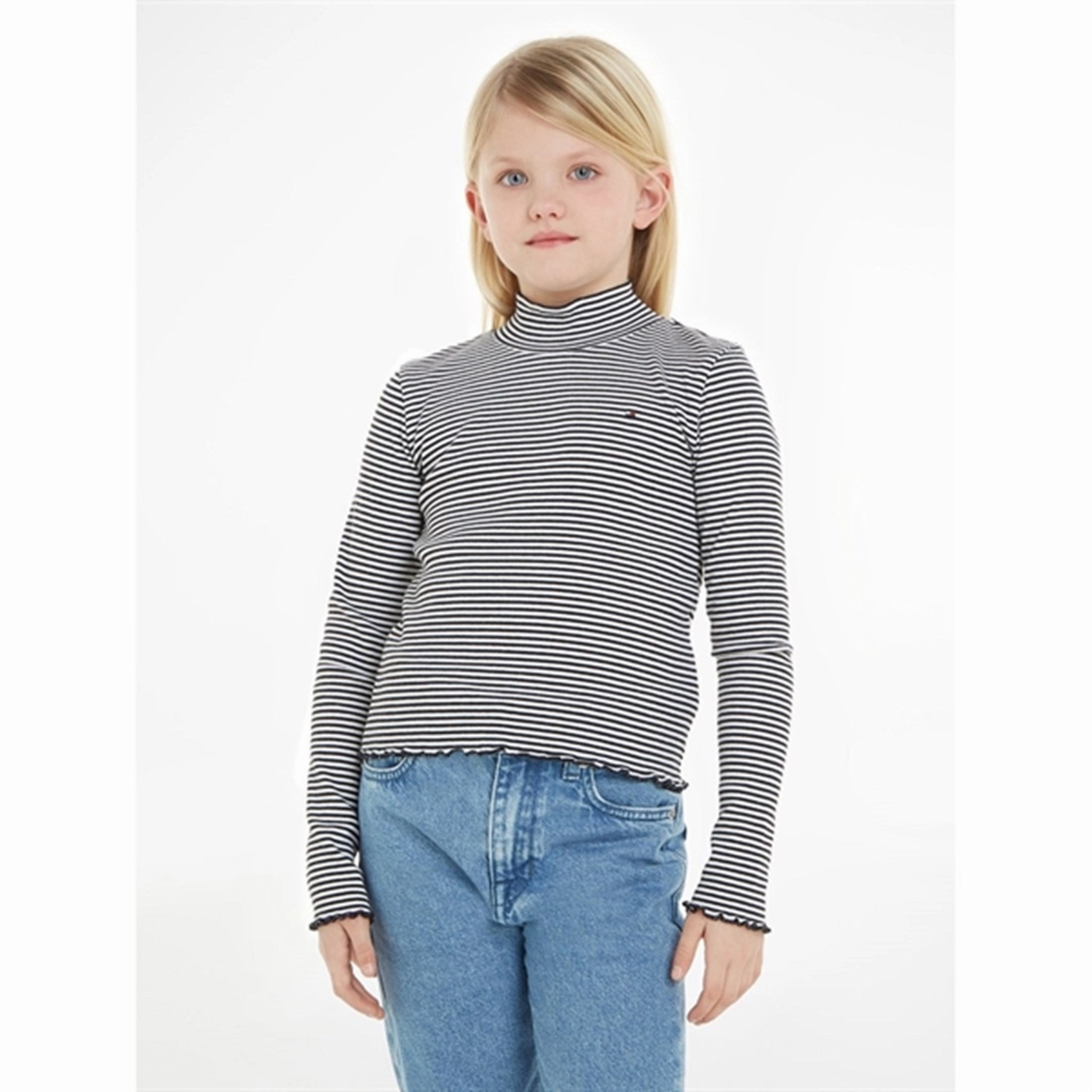 Workwear Essential Tommy Hilfiger Stripe Mock Blouse White / Desert Sky Stripe