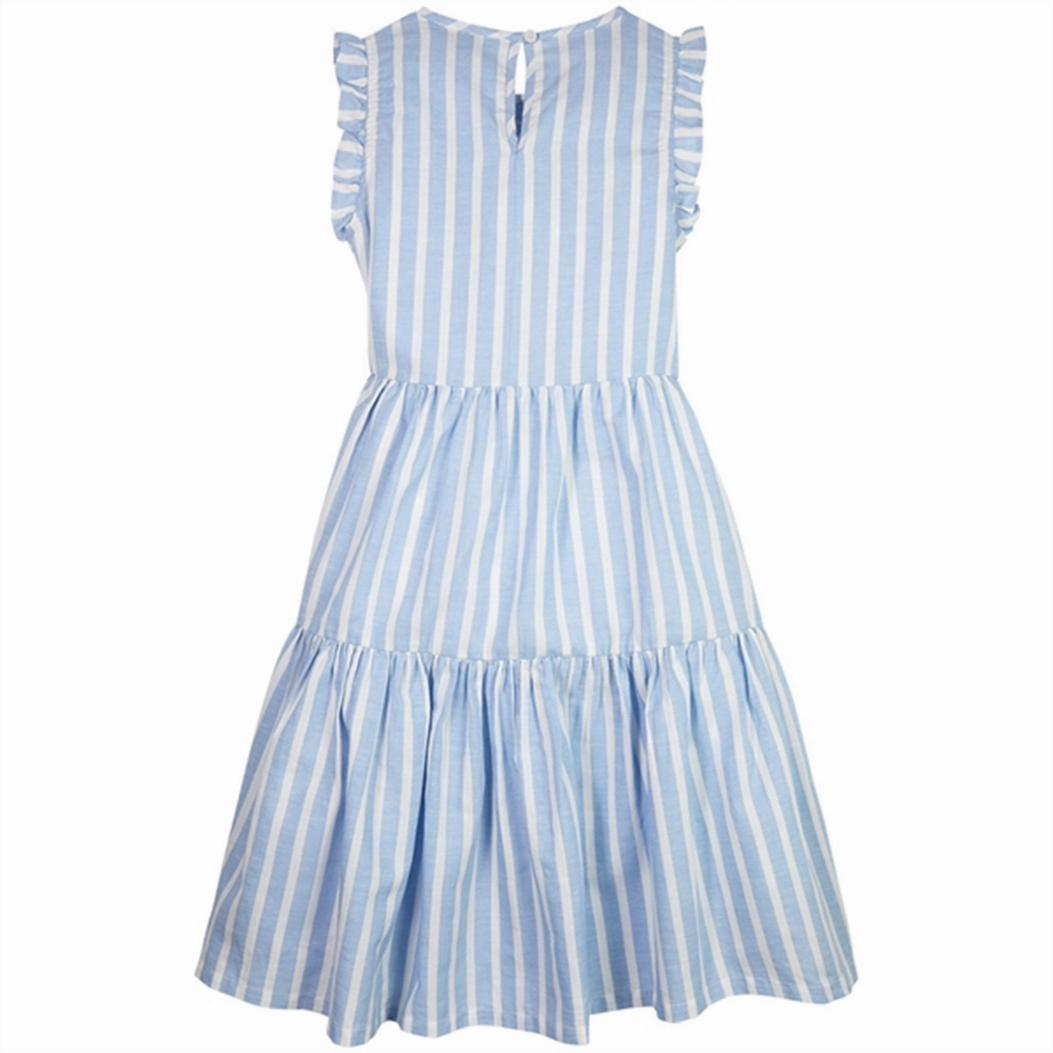 Tommy Hilfiger Striped Hemp Ruffle Dress Medium Blue Stripe Minimalist Design Sophisticated Appeal