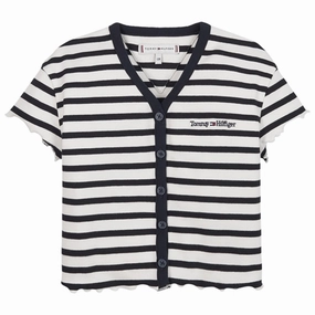 Tommy Hilfiger Tommy Graphic Stripe Rib Top Desert Sky Stripe Friction Free Inner Lining Minimalist Layer